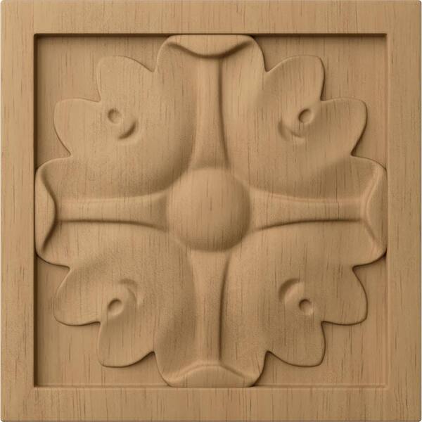Ekena Millwork 5-1/8 in. x 7/8 in. x 5-1/8 in. Unfinished Wood Lindenwood Large Edinburgh Rosette