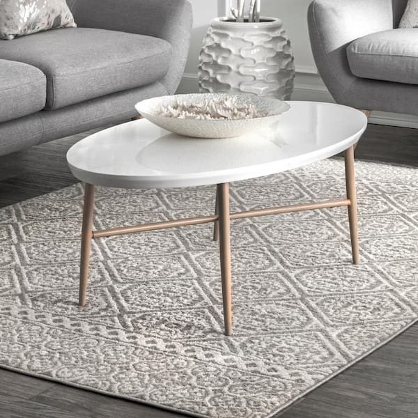 Transitional Floral Jeanette Gray Doormat 3 ft. x 5 ft. Area Rug