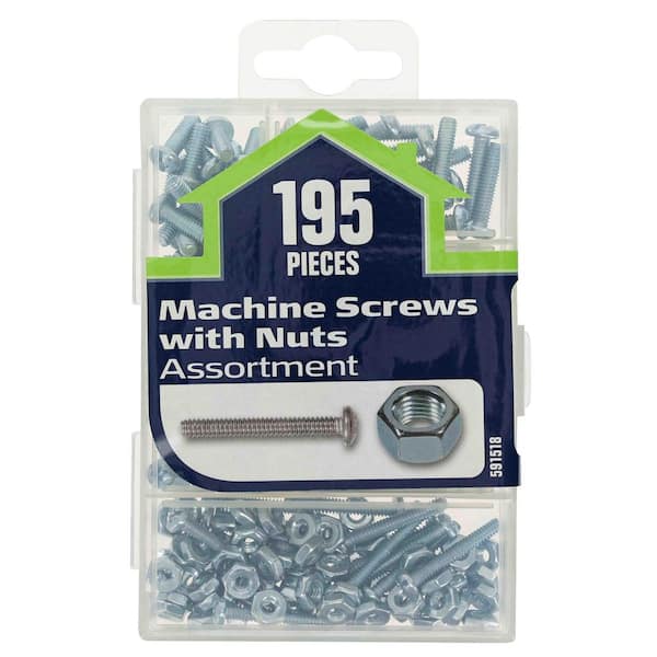 Hillman Zinc Pan Head Machine Screws with Nut Assorted Kit (195-Pack)