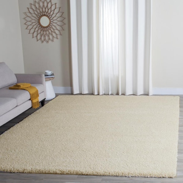 Santa Monica Shag Ivory 8 ft. x 10 ft. Solid Area Rug