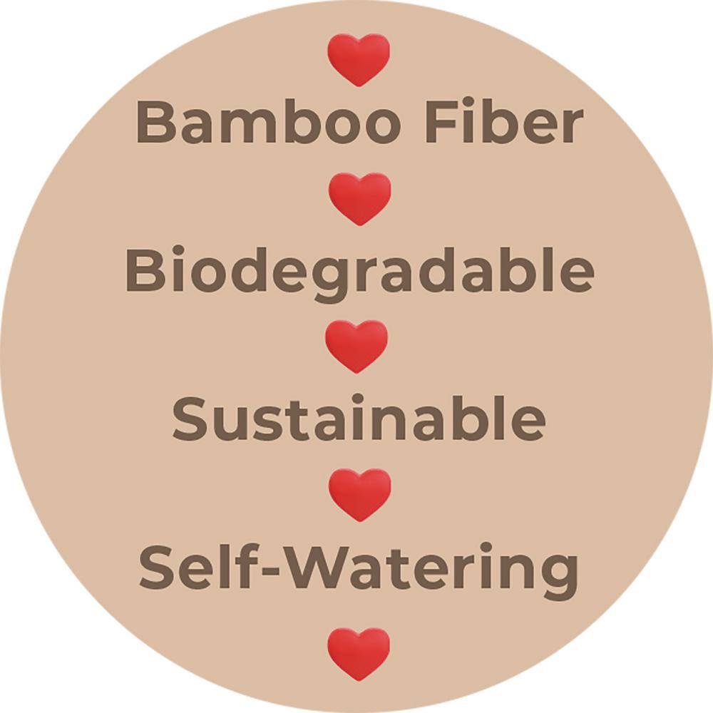 7" White and Multicolor Bamboo Fiber Self-Watering Pot