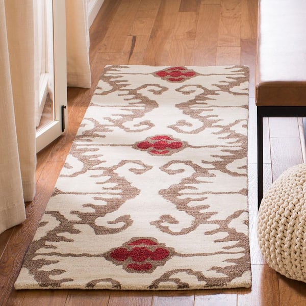Wyndham 2 ft. x 9 ft. Ivory/Brown Floral Geometric Runner Rug