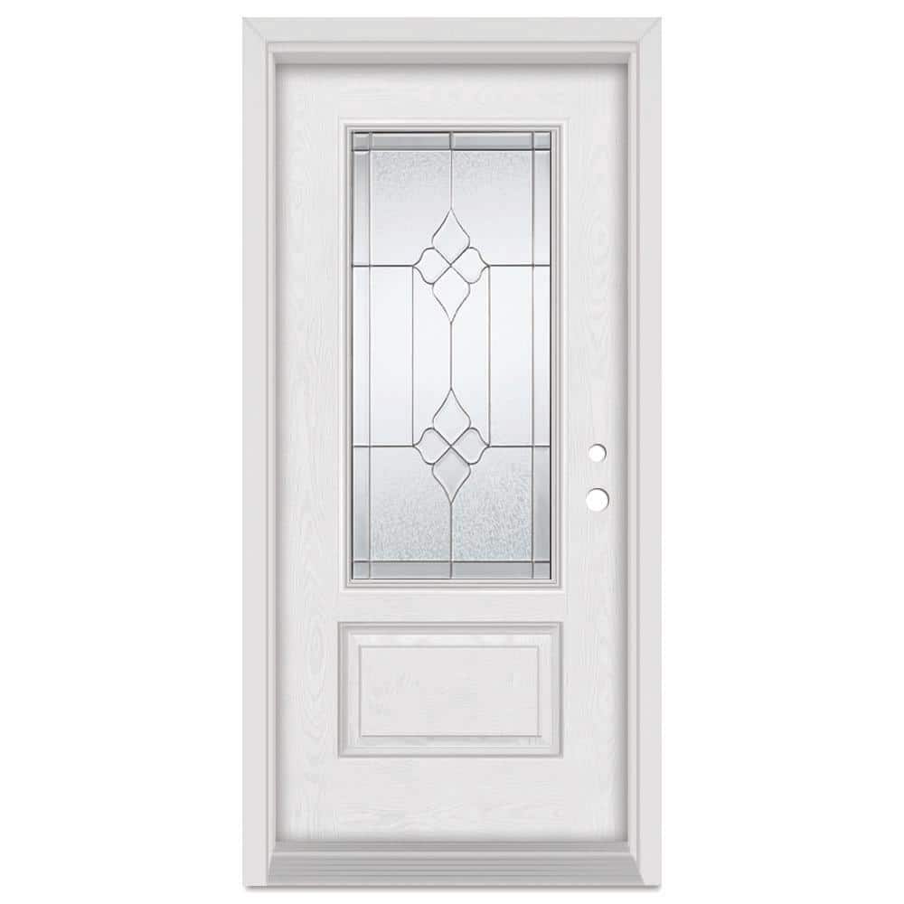 32 in. x 80 in. Geometric Left-Hand 3/4 Lite Zinc Finished Fiberglass Oak Woodgrain Prehung Front Door price history on PriceWatchPro