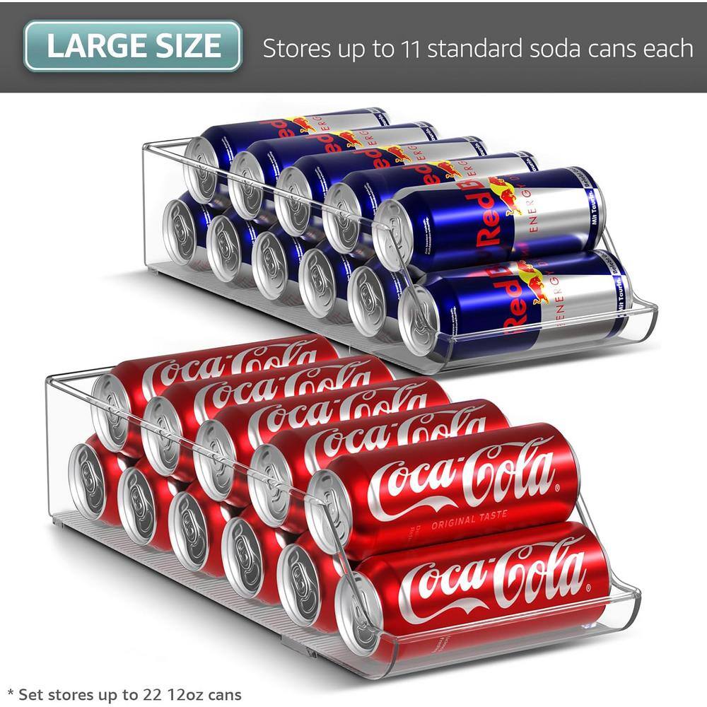 Clear Slim Plastic Soda Can Organizer with Lid, Set of 2