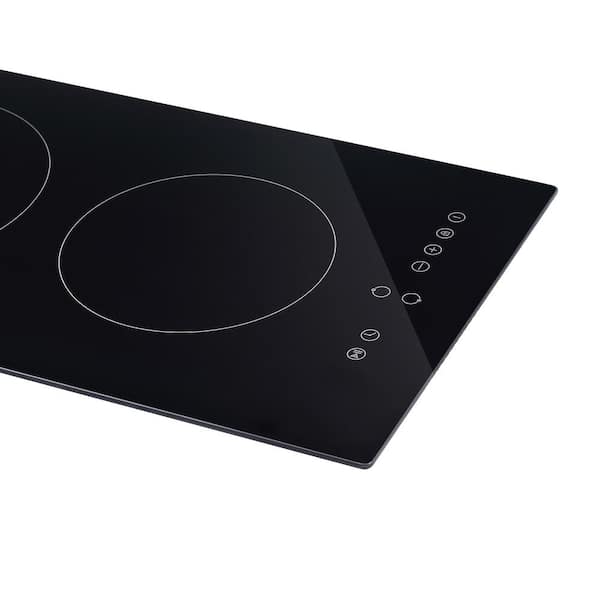 12 in. 240-Volt Smooth Surface Radiant Electric Cooktop in Black with 2 Elements