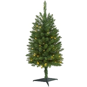 3 ft. Green Pre-lit Slim Mountain Pine Artificial Christmas Tree with 50 Battery Operated Clear LED Lights