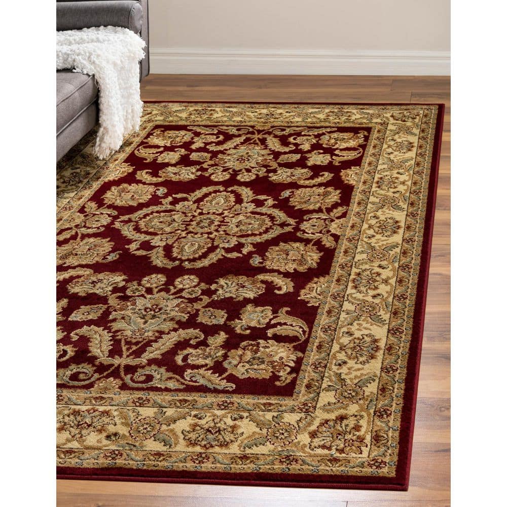 Elegant Voyage 9' x 12' Red Rectangular Easy-Care Synthetic Rug