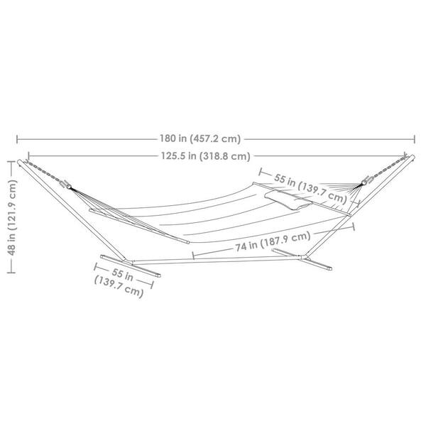 Sunnydaze 10-3/4 ft. Quilted 2-Person Hammock with 12 ft