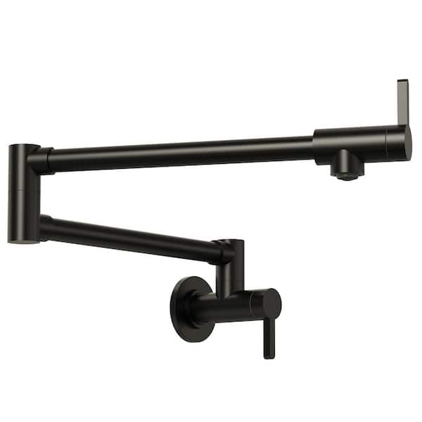 Wall Mounted Cold-Water Pot Filler with Handle in Matte Black