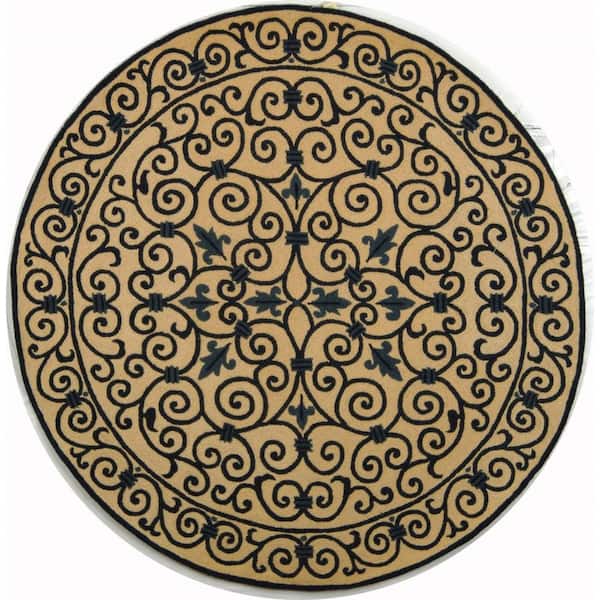 SAFAVIEH Chelsea Ivory/Dark Blue 4 ft. x 4 ft. Round Border Area Rug