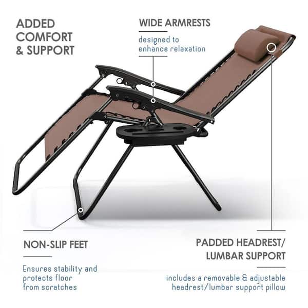 HEARTH & HARBOR Brown Zero Gravity Chairs, Metal Outdoor Lawn