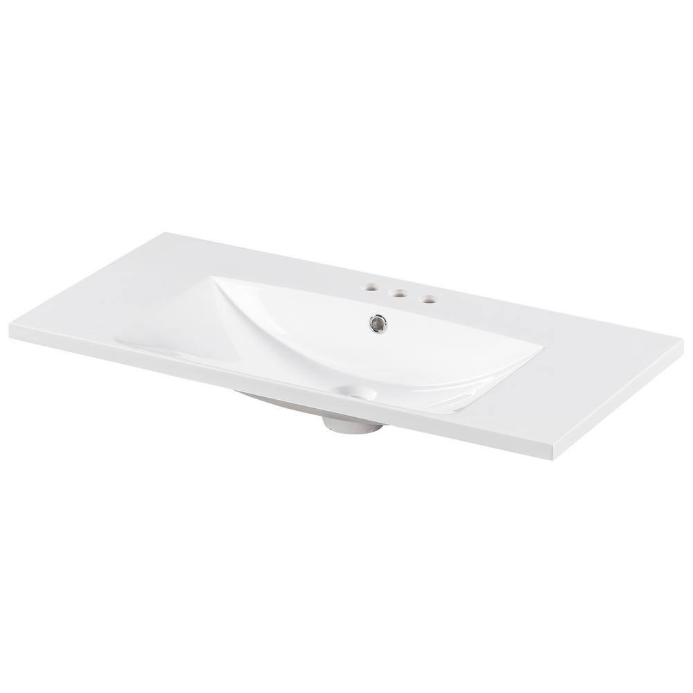 Logmey 36 in. W. x 18 in. D Resin White Rectangular Single Sink
