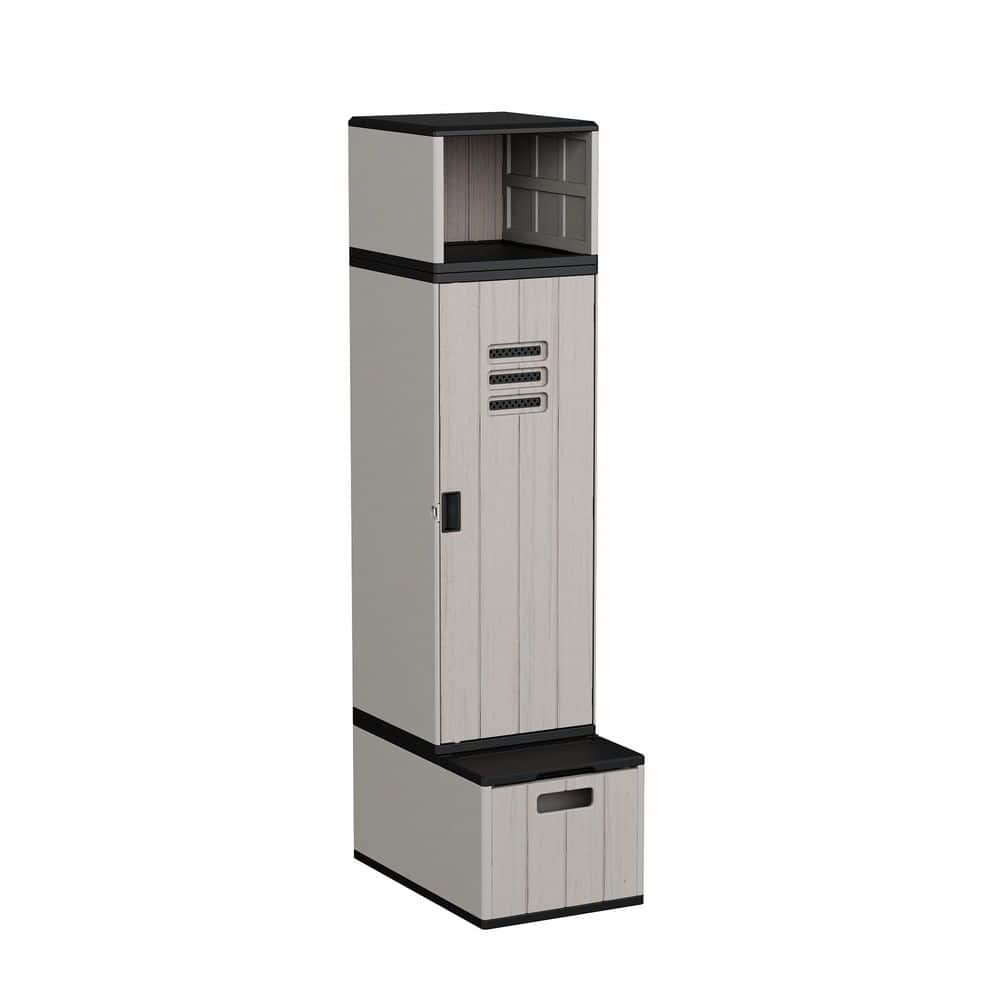 19 in. W x 80 in H x 30 in. D 2-Shelf Plastic Resin Freestanding Cabinet in Dove Grey price history on PriceWatchPro