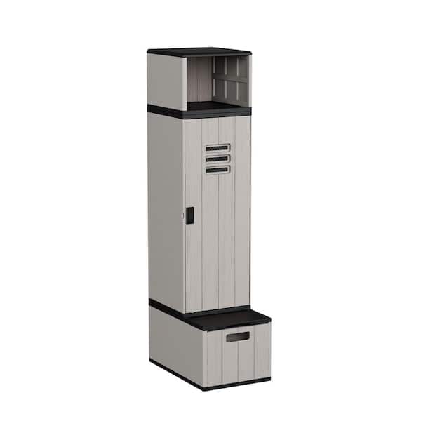 19 in. W x 80 in. H x 30 in. D Plastic Resin Garage Storage Sports Locker with Bench in Dove Gray