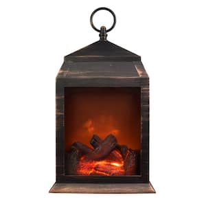 36-Lumen Copper Safe Flameless Fireplace Battery Operated 6-LED Lantern