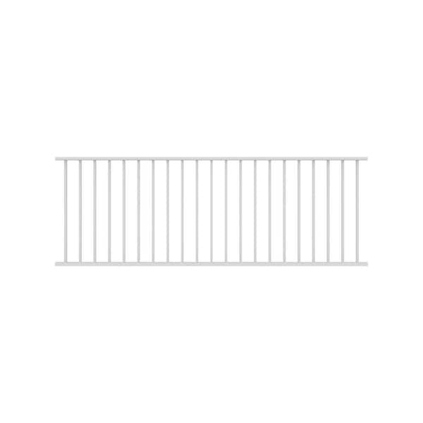RDI Avalon 8 t. x 36 in. Powder Coated Aluminum Rail Panel with Square Balusters Level 36 in. Rail Height in White