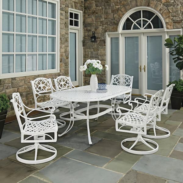 Homestyles Sanibel Swivel White 7 Piece, White Patio Table And Chairs