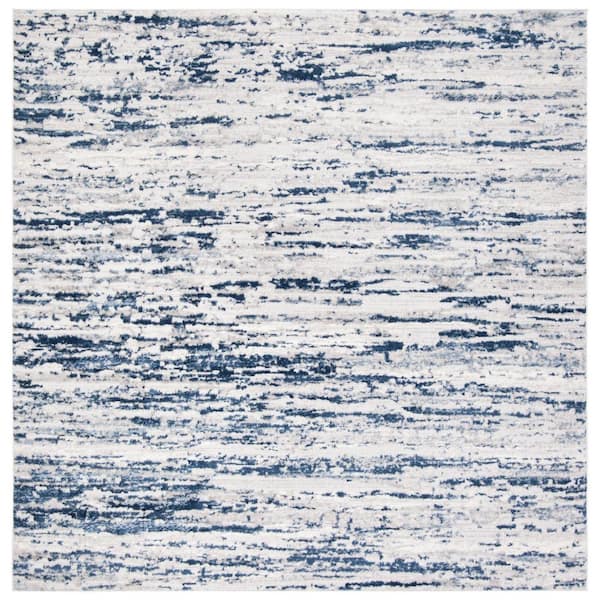 SAFAVIEH Amelia Gray/Navy 10 ft. x 10 ft. Abstract Striped Square Area Rug