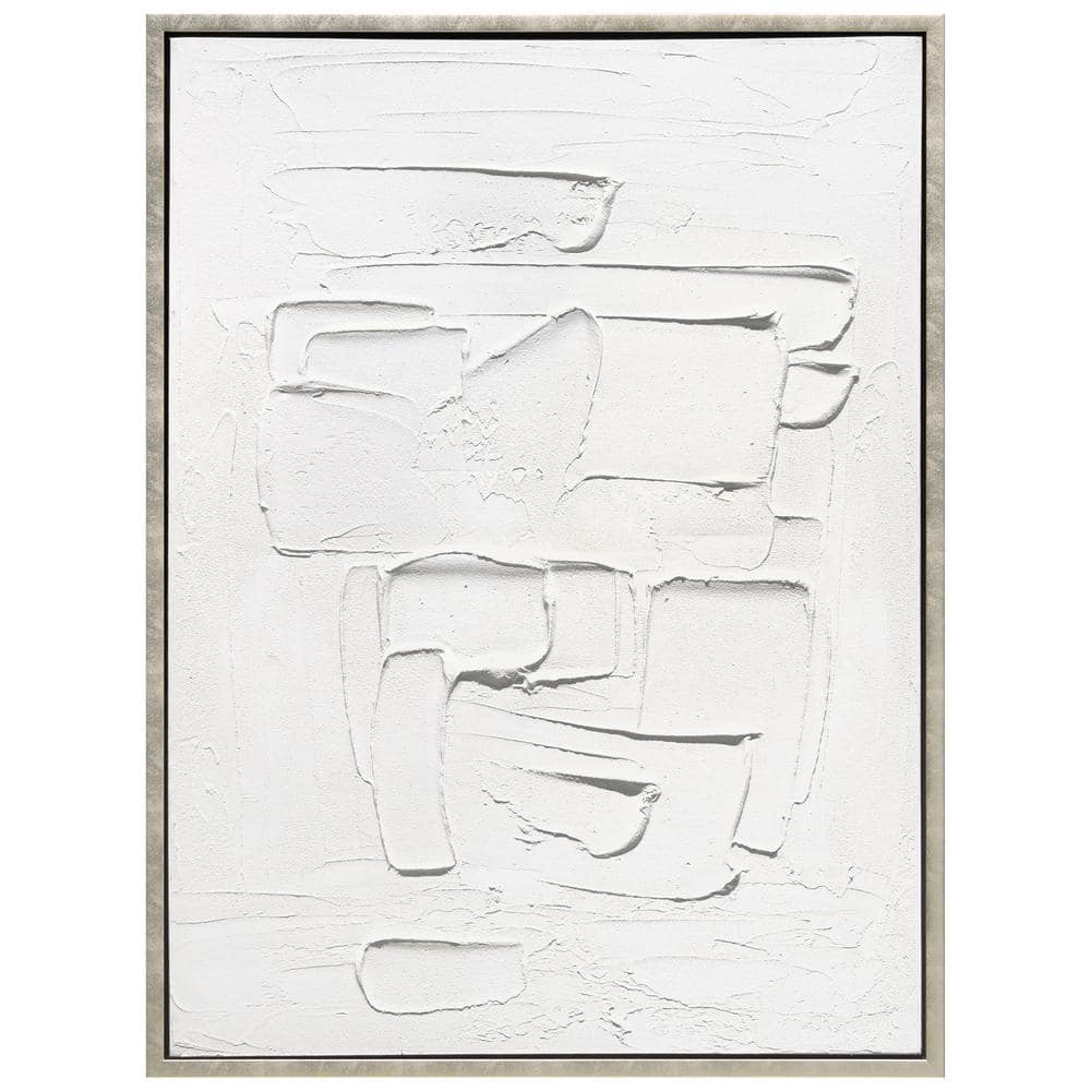 White Serenity Heavily Textured Hand Painted White Framed Canvas Wall Art, 30 in. x 40 in. price history on PriceWatchPro