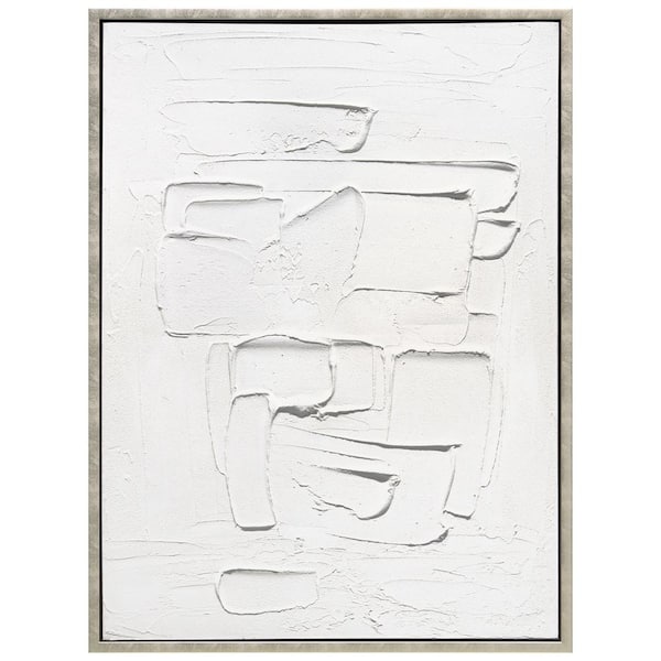 Empire Art Direct White Serenity Heavily Textured Hand Painted White Framed Canvas Wall Art, 30 in. x 40 in.
