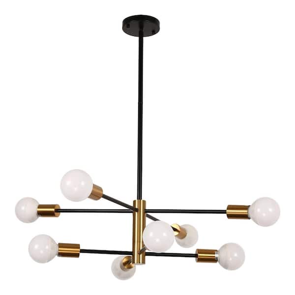 Briignite 8-Light 60-Watt Black and Gold Modern Sputnik Mini Pendant Light with No Glass Shade and No Bulb Included