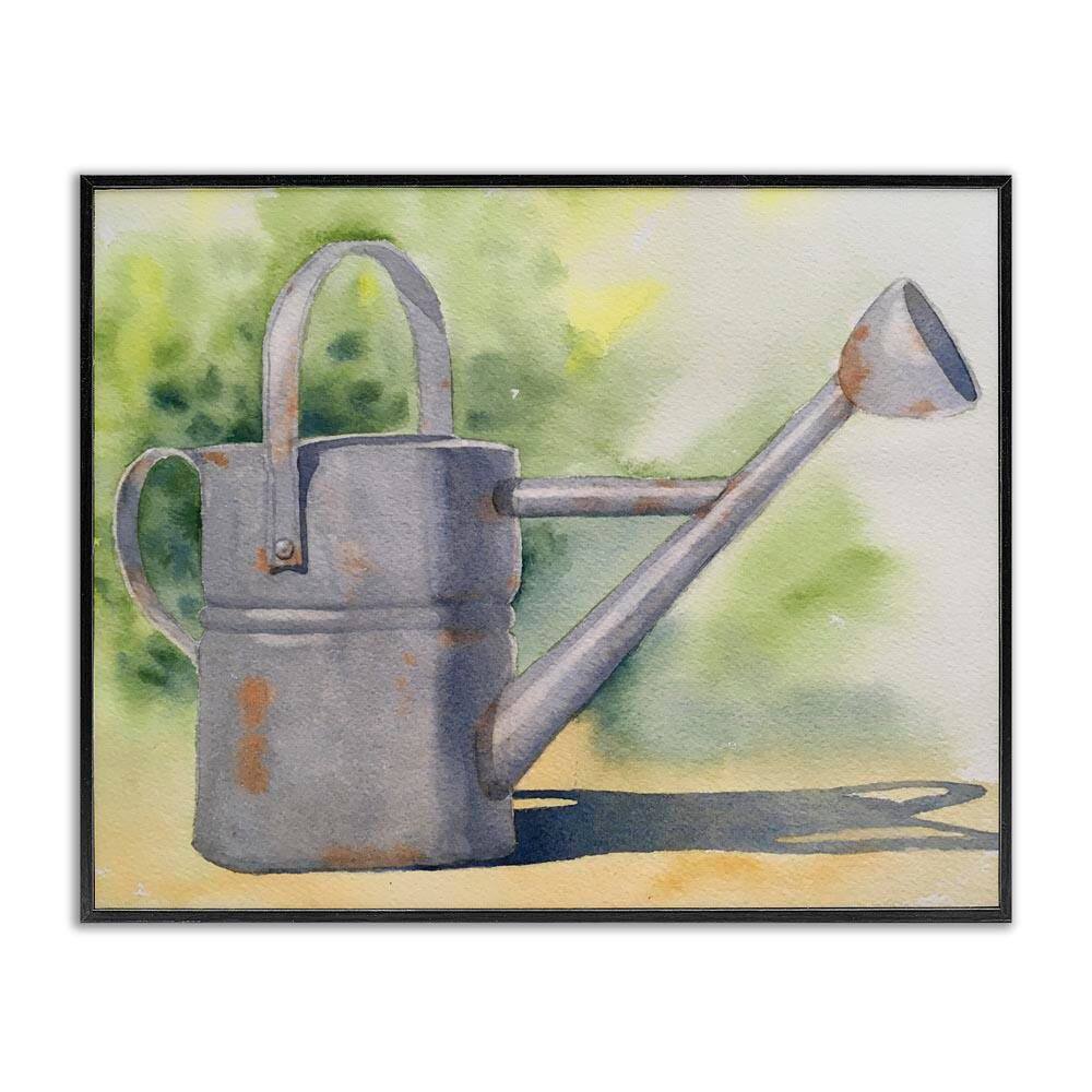Country Watering Can in Garden by Stephanie Fielden Black Framed Country Giclee Art Print 11 in. x 14 in. price history on PriceWatchPro