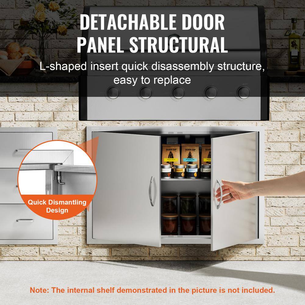 Stainless Steel Double BBQ Access Door with Hooks