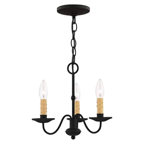 Livex Lighting Heritage 3 Light Black Mini Chandelier