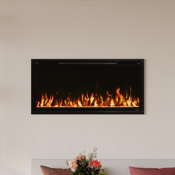 Aerus Slim 36 in. Wall-Mounted Smart Electric Fireplace Heater with Multi-Color Flames, 5000 BTU, Wi-Fi & Remote Control