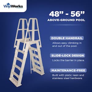 Frame Ladder for Above Ground Pool with Slide Lock Barrier in Taupe