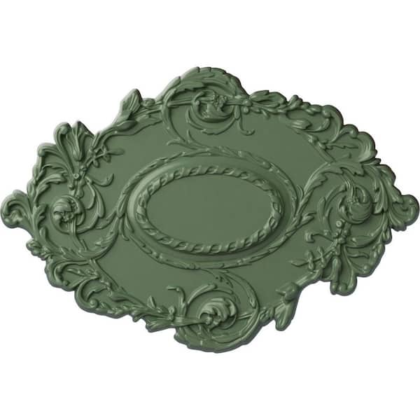 Ekena Millwork 30-3/8" W x 20-3/4" H x 1" Kinsley Flowing Leaf Urethane Ceiling, Hand-Painted Athenian Green