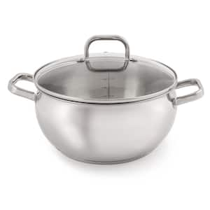 Belly Shape 5.5 Qt. 18/10 Stainless Steel 9.5 in. Stockpot with Glass Lid