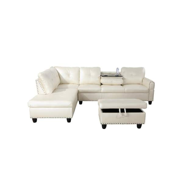 Star Home Living Living-3-Piece-White-Faux Leather-6 Seats-L-Shaped ...