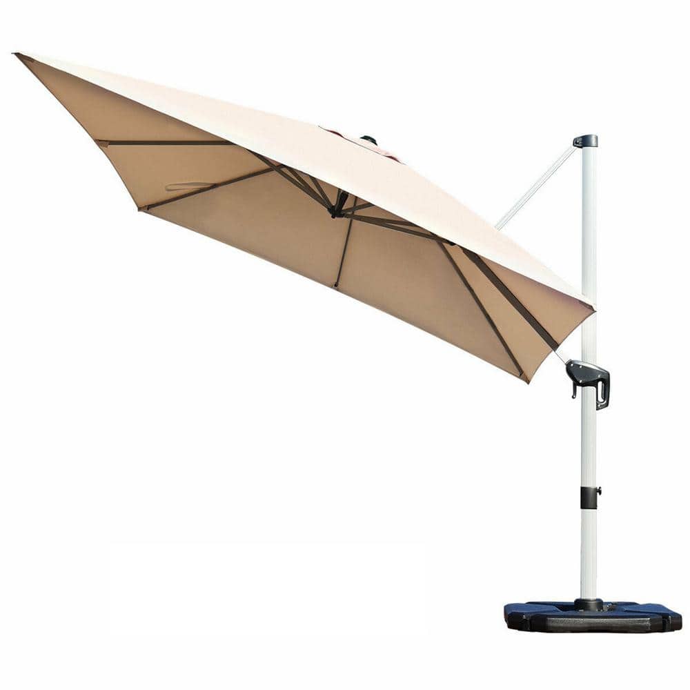 10 ft. Aluminum Cantilever Solar 360-Degree Tilt Half Square Patio Umbrella