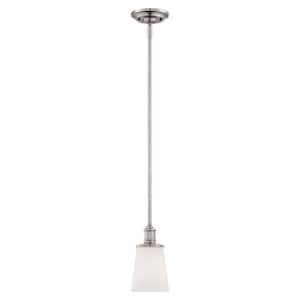 Satin Nickel Mini Pendant with Etched White Glass