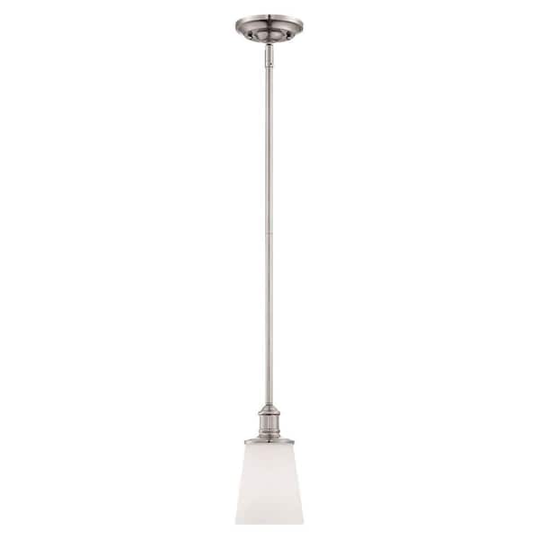 Millennium Lighting Satin Nickel Mini Pendant with Etched White Glass