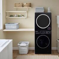 110V 1.62cu.ft. Washer w/Pet Cycle and 110V 3.5 cu.ft. Vented Digital Sensor Dryer stackable Washer Dryer Combo in Black