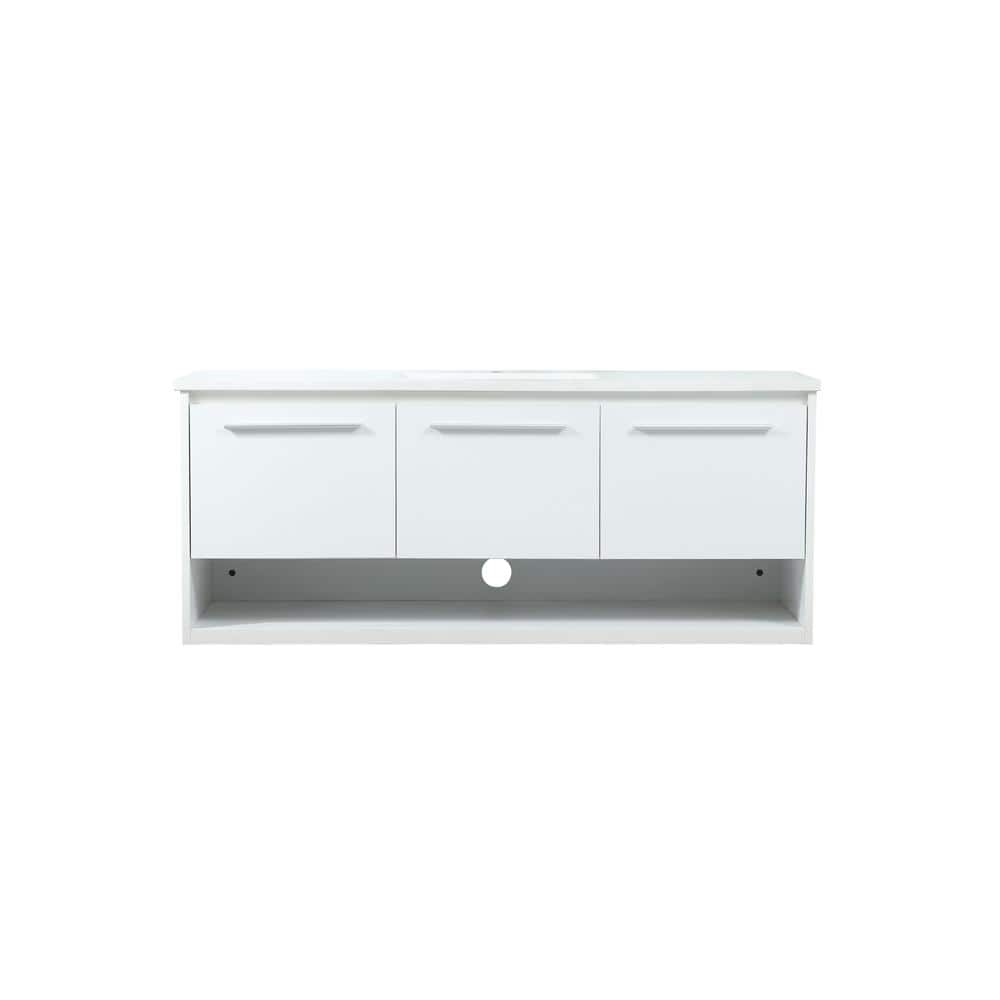 Simply Living 48 in. Single Bathroom Vanity in White with Quartz Vanity Top