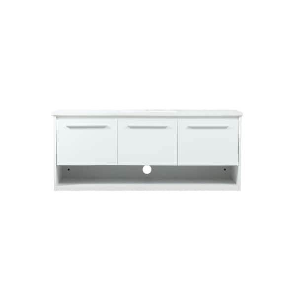 Unbranded Simply Living 48 in. Single Bathroom Vanity in White with Quartz Vanity Top in Ivory White