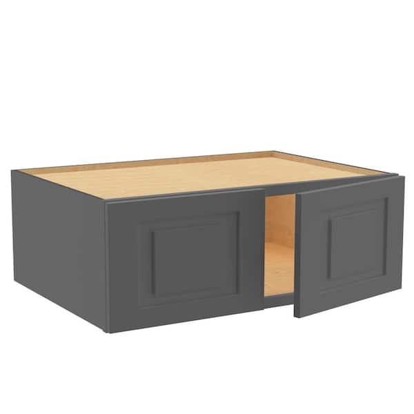 Home Decorators Collection Grayson 33 in. W x 24 in. D x 12 in. H Assembled Plywood Wall Bridge Kitchen Cabinet in Deep Onyx with Soft Close
