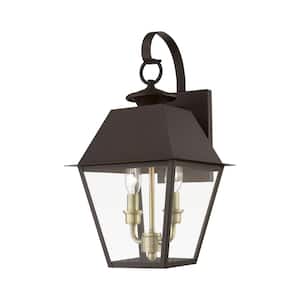 Helmsdale 16.5 in. 2-Light Bronze Outdoor Hardwired Wall Lantern Sconce with No Bulbs Included