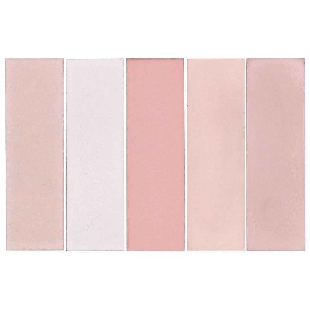 Terra Blend Pink Multi-Finish Lava Stone Subway Wall Tile