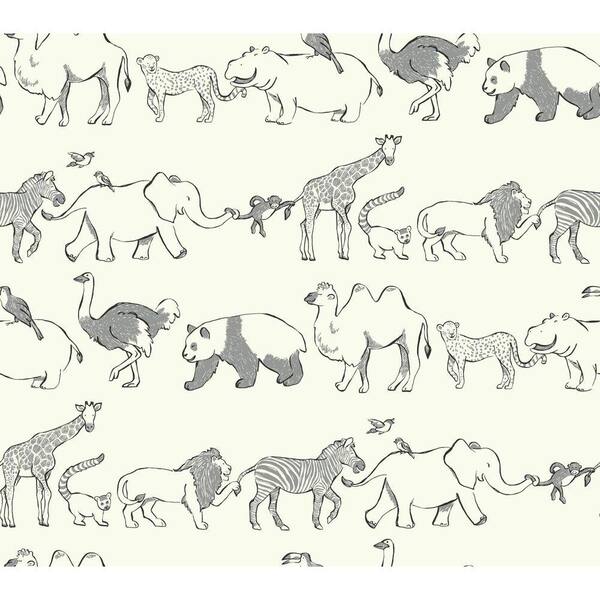 York Wallcoverings Waverly Kids Congo Line White, Black, Grey Paper Strippable Roll (Covers 60.75 sq. ft.)