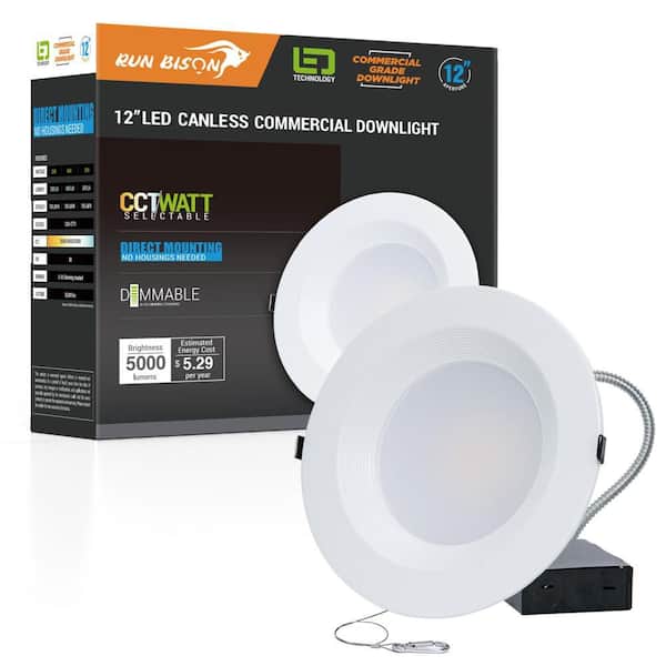 11in. CCT and Wattage Selectable Canless IC Rated Integrated LED Recessed Light Commercial Downlight