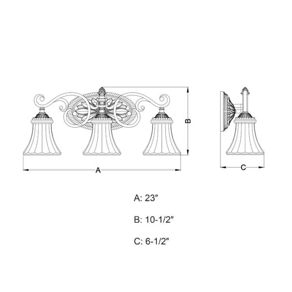 Avenant 23 in. W 3-Light Bronze Bathroom Vanity Light Fixture