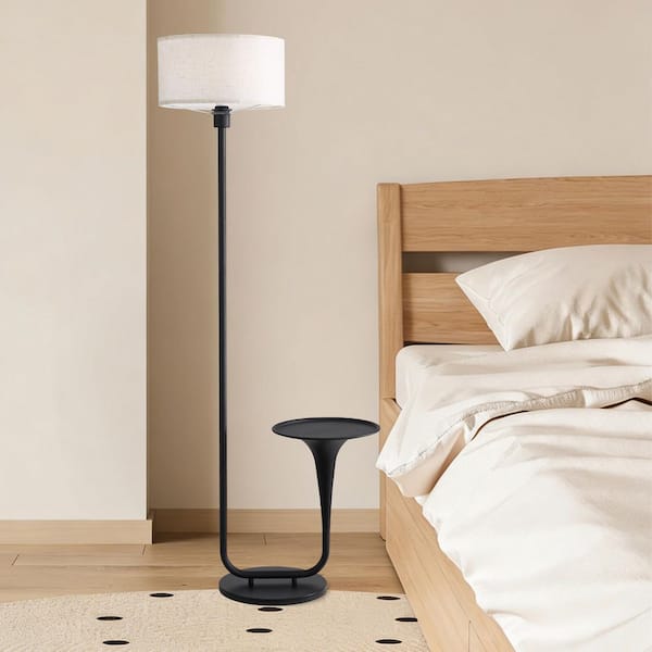 57.5 in. Dimmable Floor Lamp with Table, Vintage Standing Light with Tray and Foot Switch,Ideal for Living Room