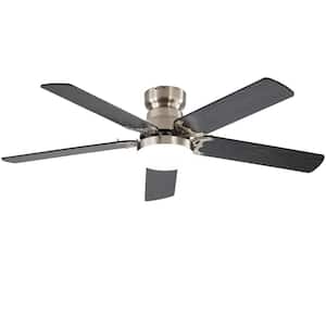 42 in. Indoor/Outdoor 5 Two-color Blades Modern Nickel Downrod Ceiling Fan with Led Lights and 6 Speed DC Remote
