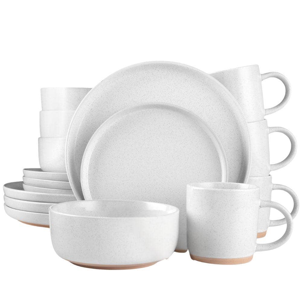 Zulay Kitchen 16-Piece Stoneware Dinnerware Set for 4, Chip and Scratch ...