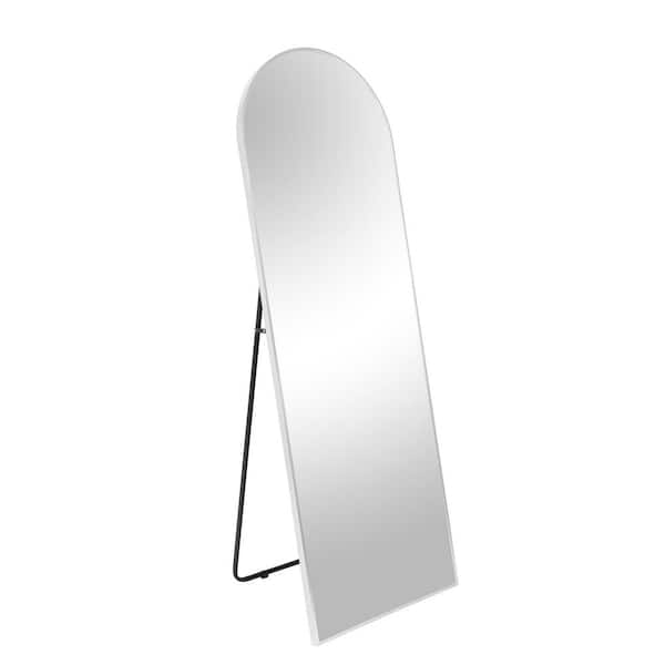 White 20 in. W x 63 in. H Rectangle Glass Full-Length Framed Mirror