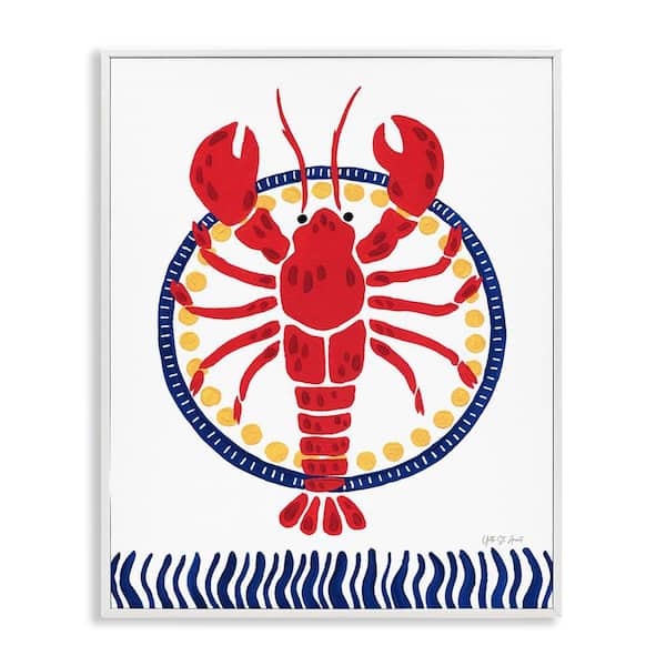 Kitschy Coastal Lobster by Yvette St. Amant White Framed Animal Giclee Art Print 14 in. x 11 in.